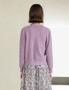 Purple Minimalist V-Neck Long-Sleeve Knit Cardigan
