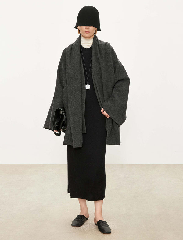 100% Wool Crew Neck Maxi Dress