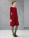 Beaded Lace Crewneck Long Sleeve A-Line Dress