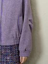 Lavender Textured Wool Blend Bomber Jacket