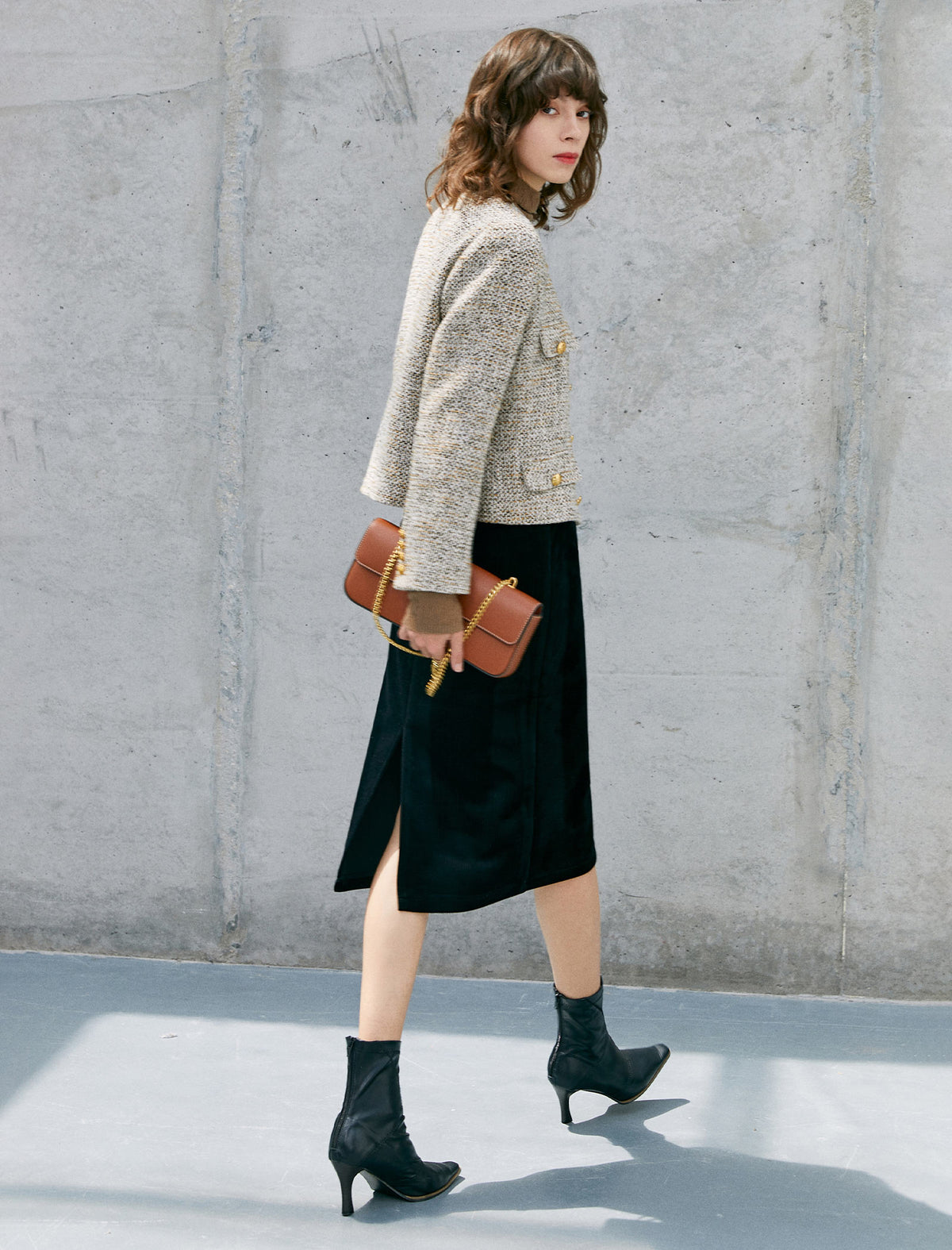 Wool Blend Pocket Cropped Jacket