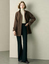 Brown Wool-Blend Self-Tie Coat
