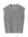Gray Hollow-Out Round Neck Vintage Old-Money Loose Sweater