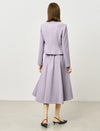 Purple Pleated A-Line Midi Skirt