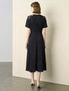 Black Polka Dot Lace-Shoulder Midi Dress