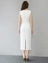 Asymmetric Ruched Metallic Detail Midi Dress