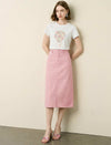 Dusty Pink Soft Lyocell Denim Midi Skirt
