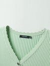 Ribbed Knit V-Neck Cardigan