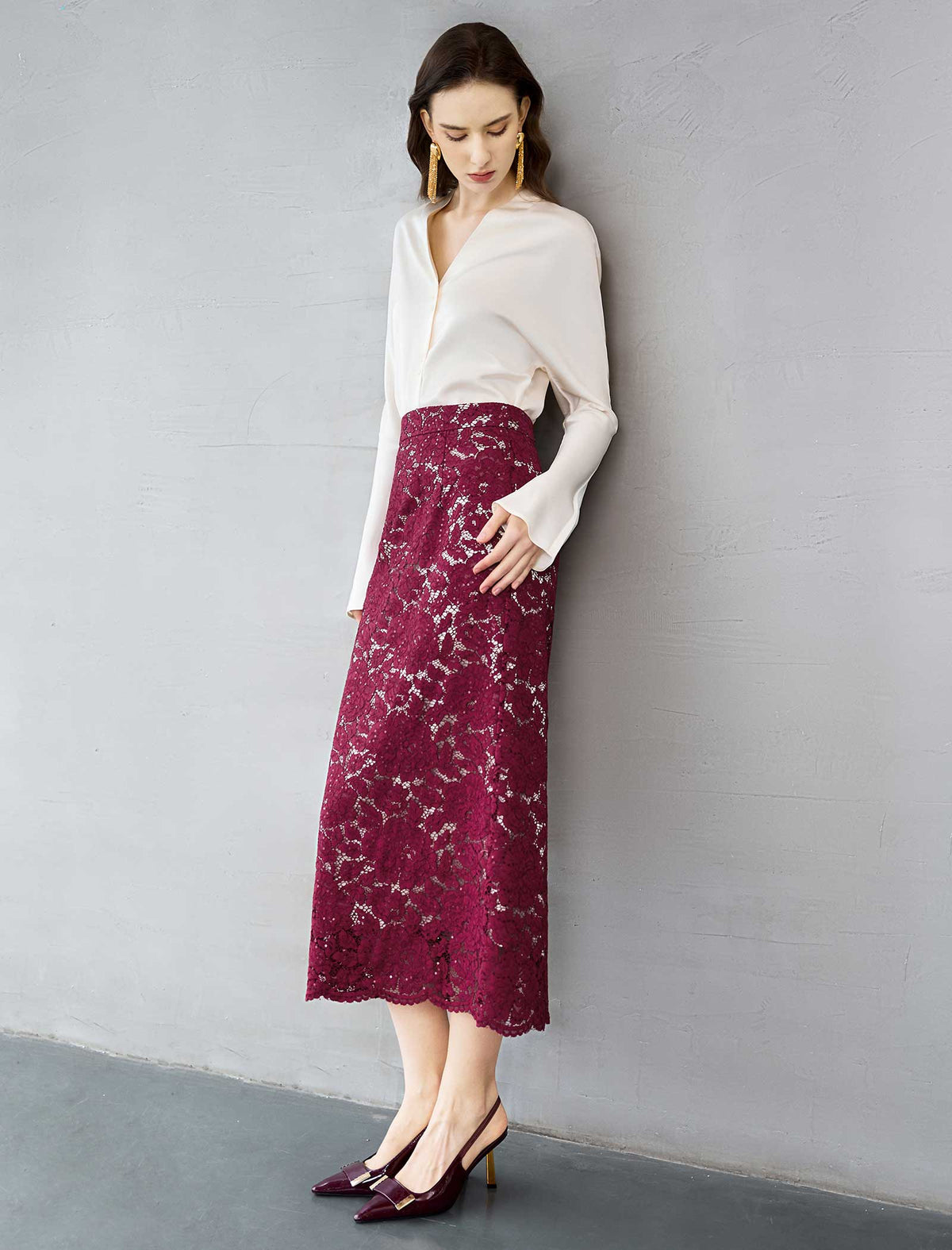 Satin V-Neck Blouse