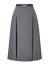Solid Color Pleated Midi Skirt