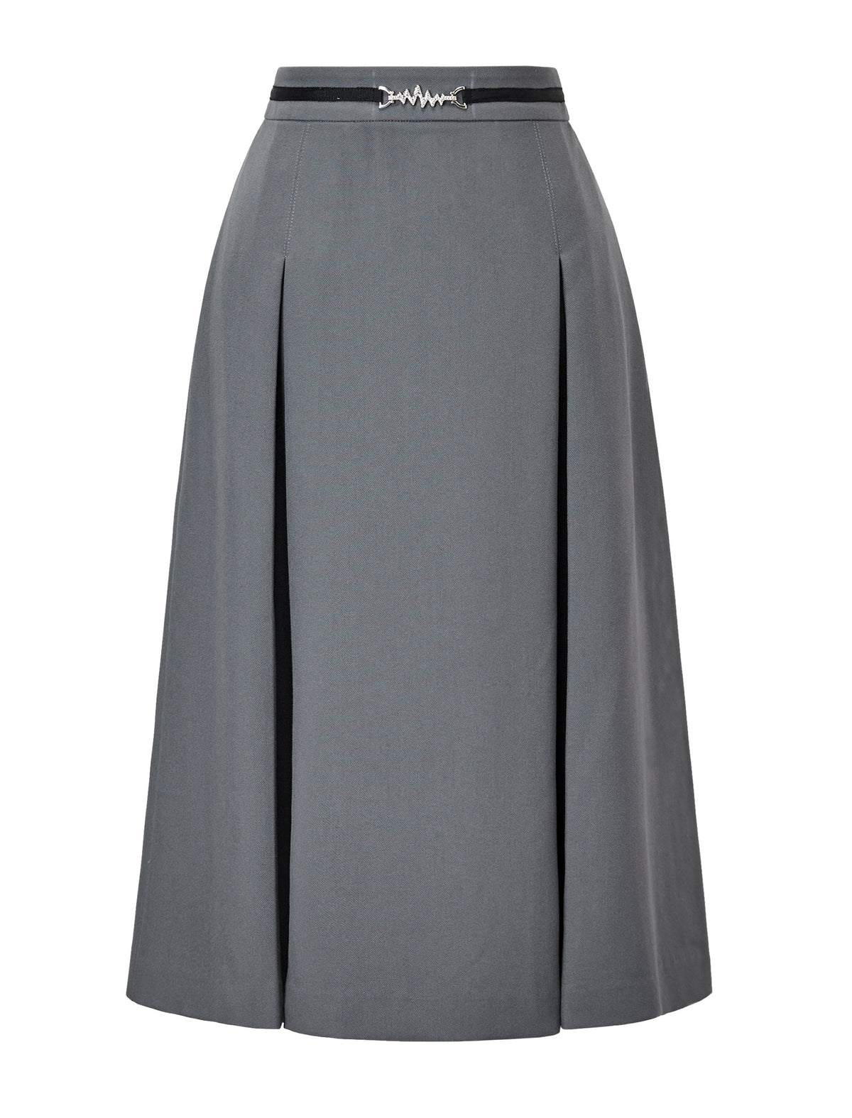 Solid Color Pleated Midi Skirt