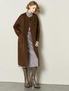 Wool-Tencel Blend Removable Knit Hooded Scarf Long Coat
