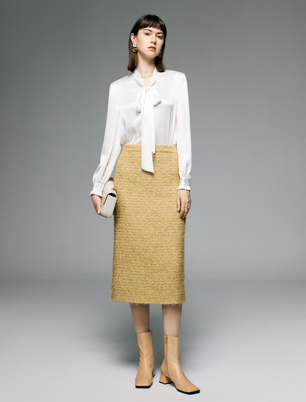 V-Neck Tie-Waist Long-Sleeve Blouse