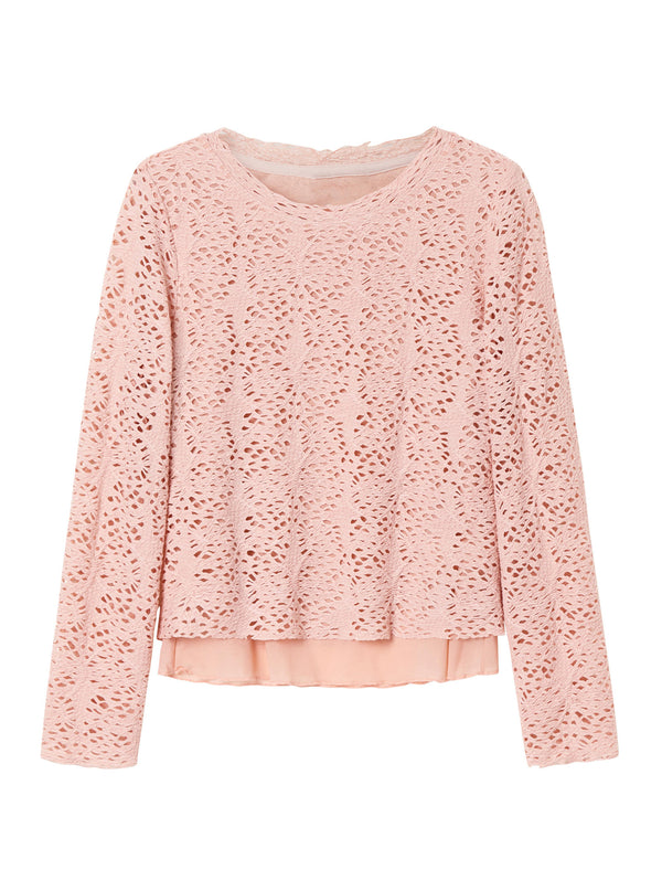 Pink Lace Long Sleeve Top