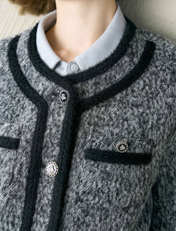 Tweed Wool-Blend Contrast Trim Jacket