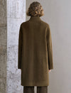 Brown Wool-Blend Toggle Coat