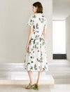 Round Neck Short Sleeve Floral Print Midi Dress