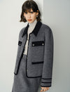 Wool Gray Lapel Short Coat