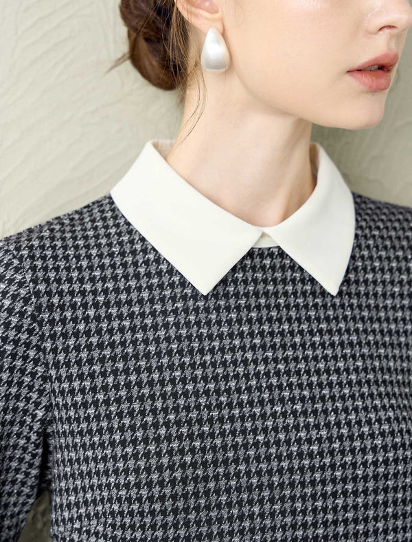 Plaid Vintage Doll Collar Straight Short Dress