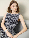 Graphic Print Tencel Linen Midi Dress