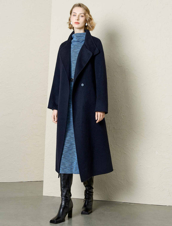 Wool-Alpaca Blend Self-Tie Wrap Coat