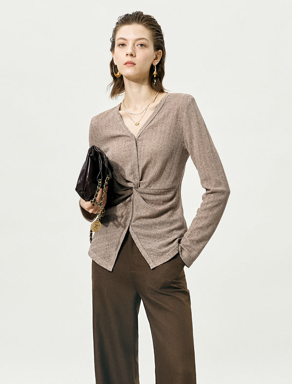 Twisted-Front Knit Top