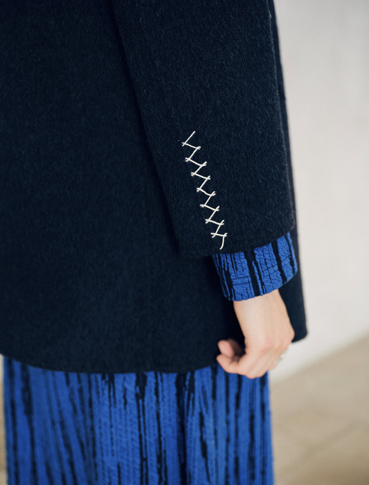 Wool Blend Single Button Lapel Coat