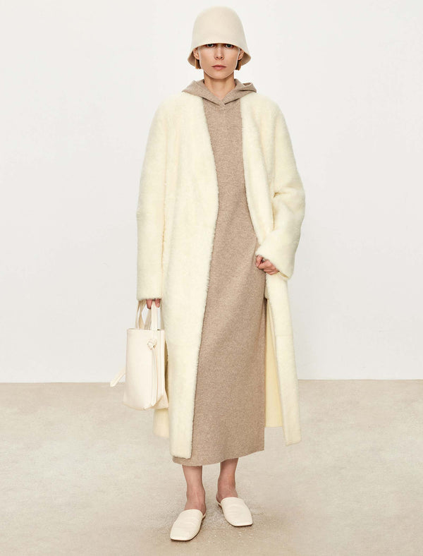 Oversized 100%Wool Hooded Midi Dress