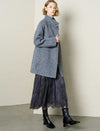 Wool-Alpaca Blend Stand Collar Textured Coat