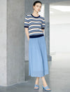 Tencel Striped Short-Sleeve Knit Top