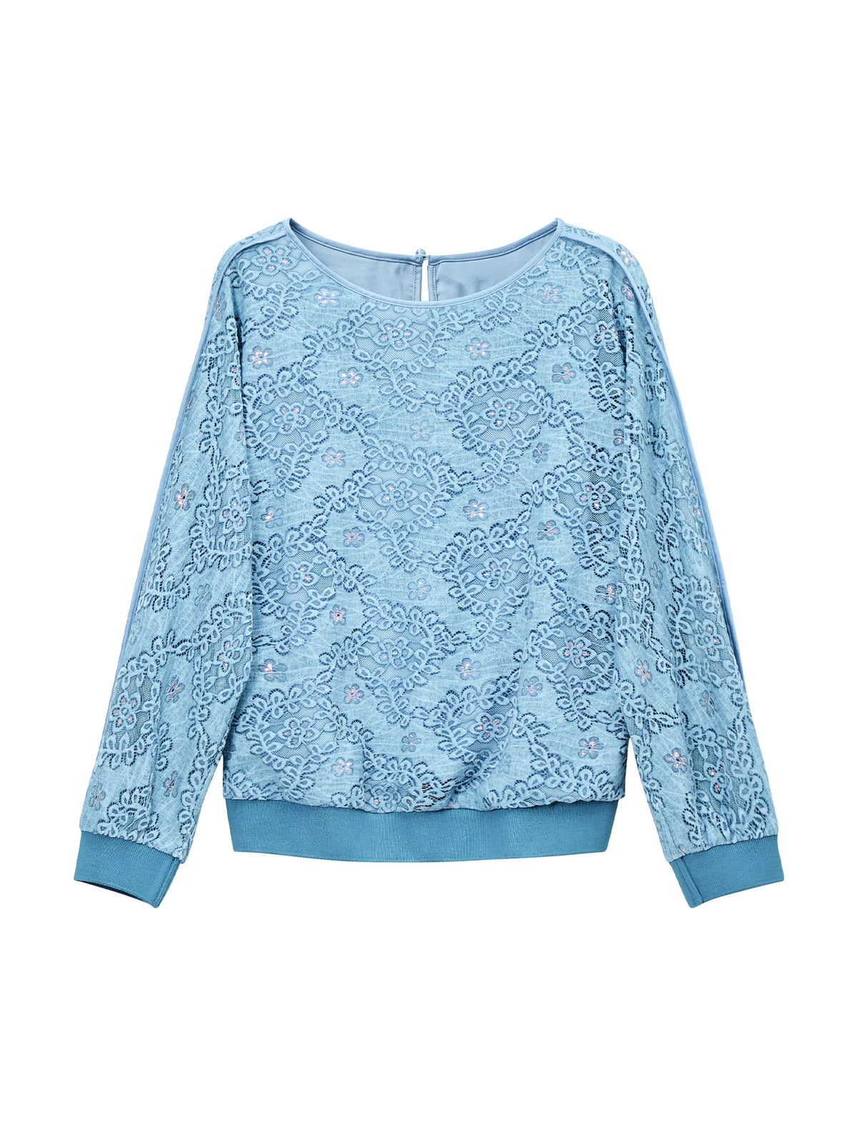 Hollow Out Floral Lace Batwing Sleeve Blouse