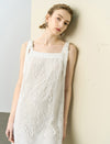Lace Square Neck Bow Strap Slip Dress