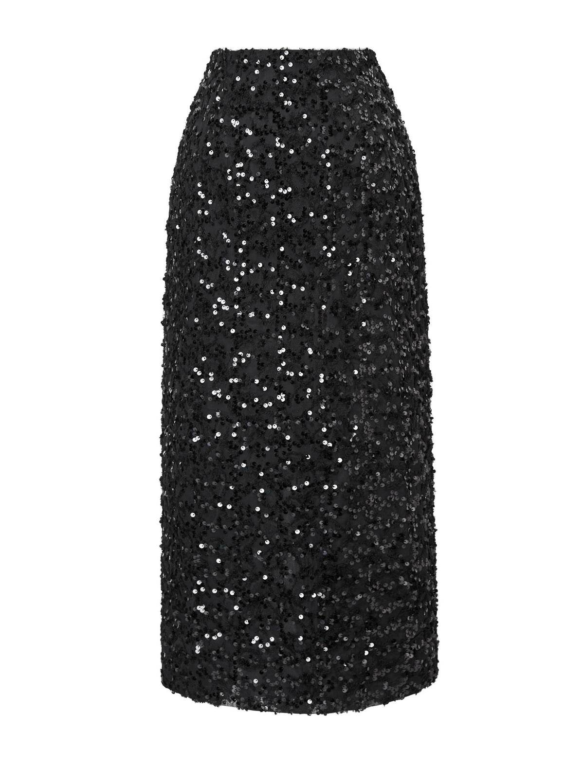 Sequined Back Slit Midi Skirt