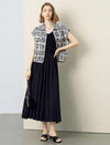 Graphic Print Tencel Linen Blend Zip Up Top