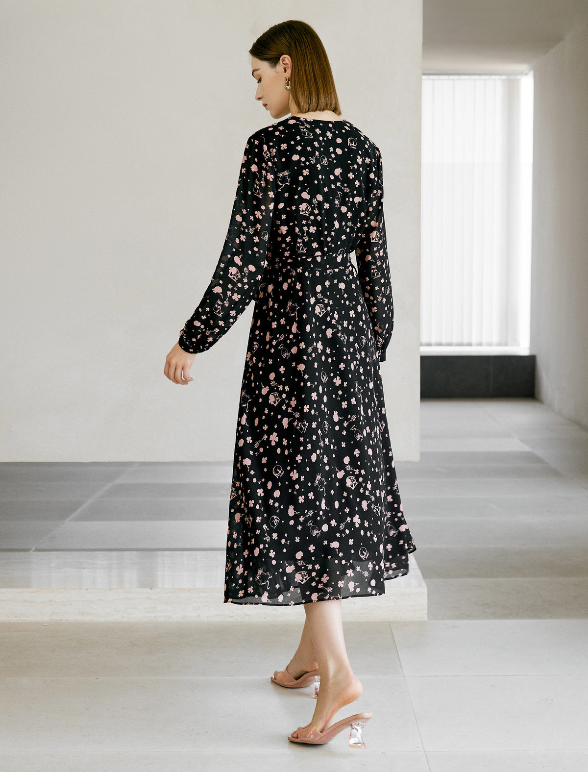 Floral Wrap Midi Dress