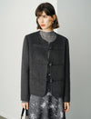 Wool Round Neck Vintage Short Coat