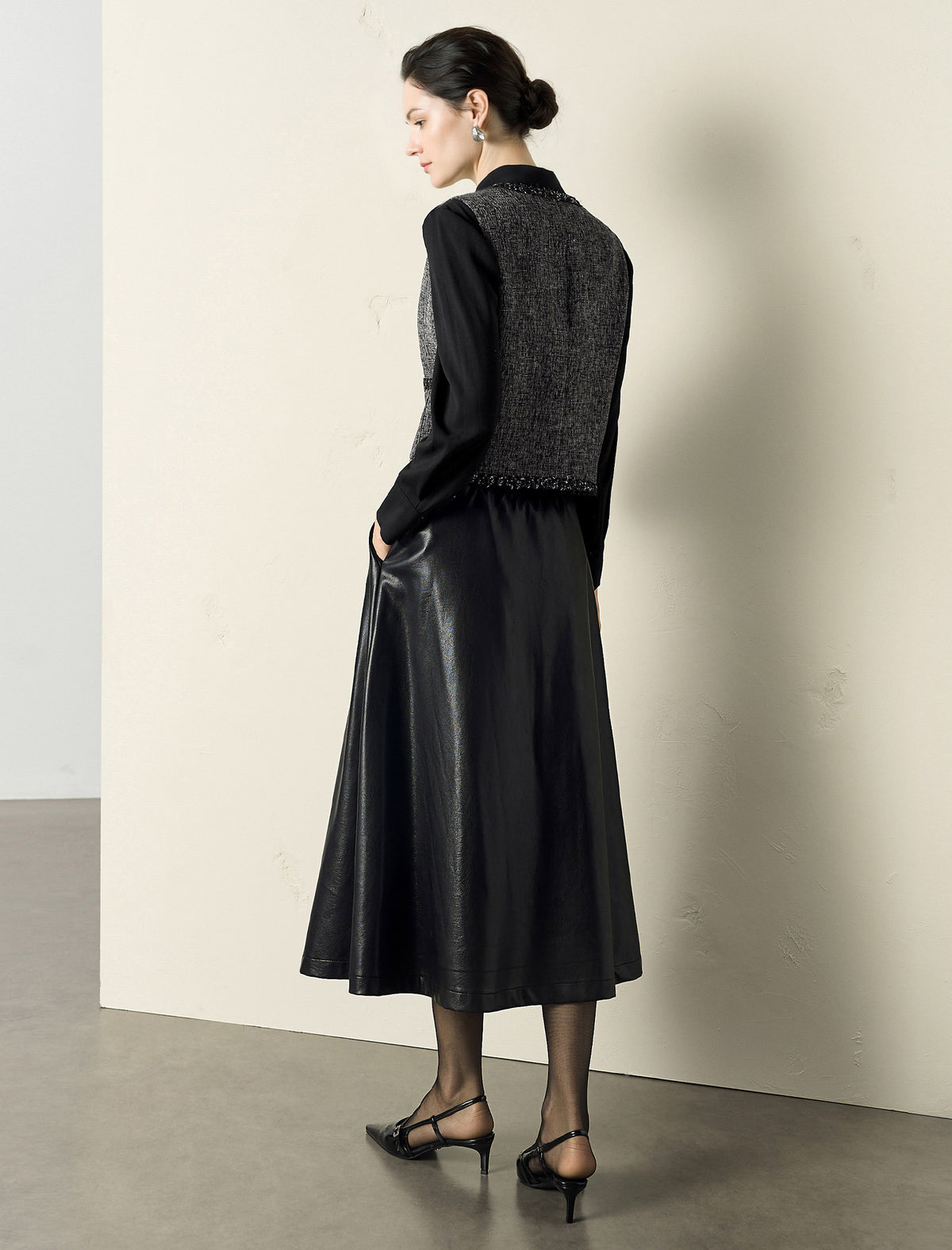 Black Trim Tweed Vest