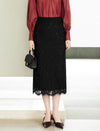 Lace Back Slit Midi Skirt