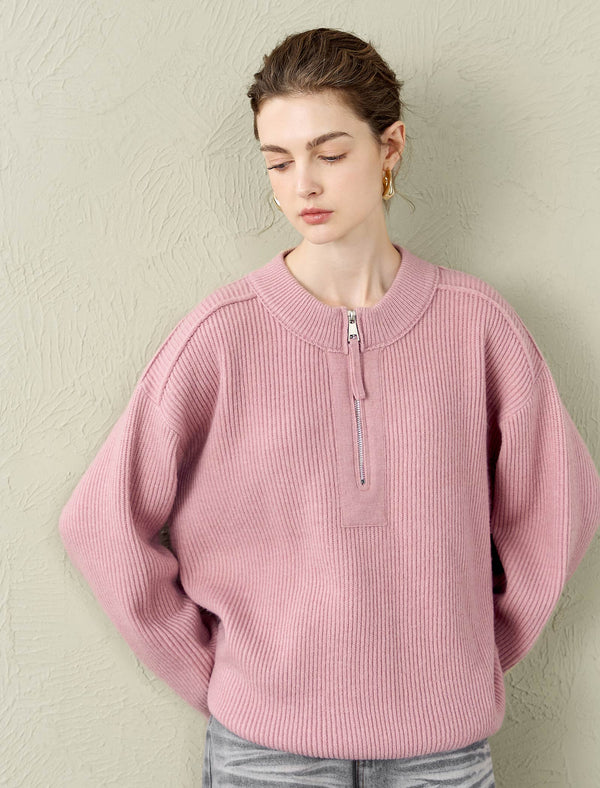 Half-Zip Ribbed Sweater