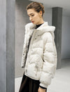 Floral Pattern Hooded Zip-Front Cropped Puffer Jacket