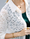 White Lace Cutout Blouse