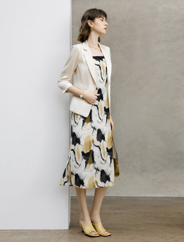 Three Quarter Sleeve Satin Blazer