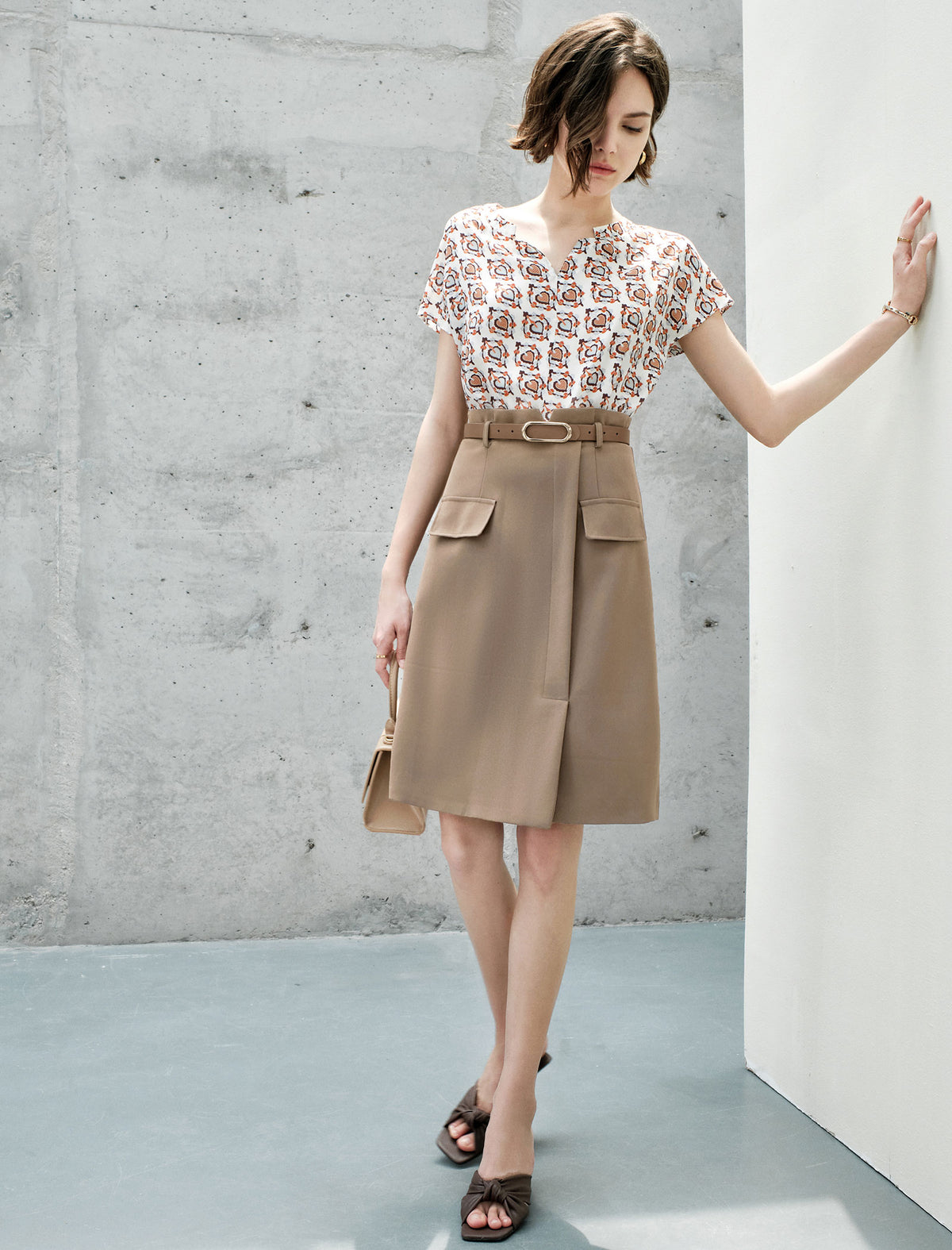 Belted Midi Skirt