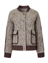 Wool-Blend Fuzzy Textured Bomber Jacket