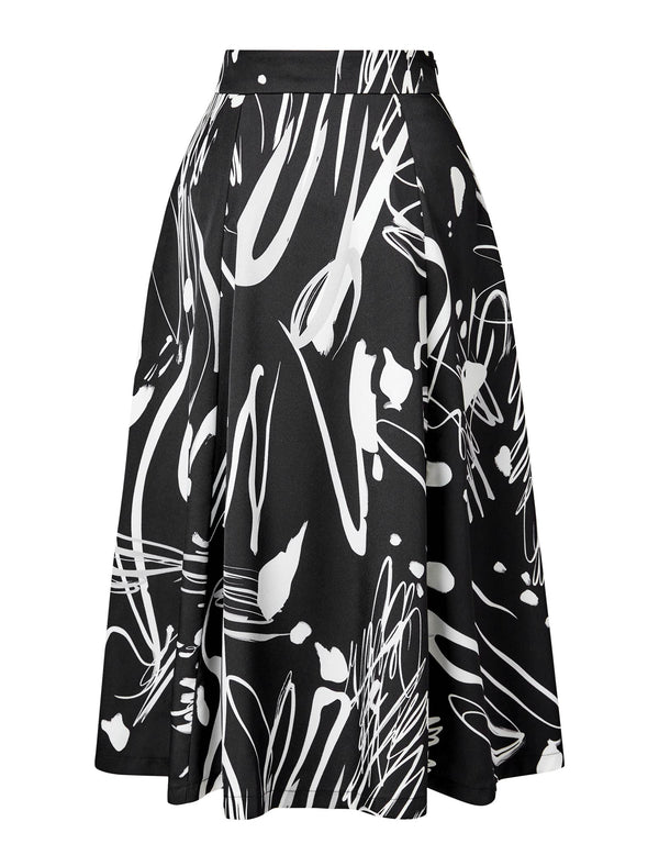Abstract Print Midi Skirt