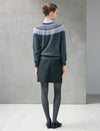 Wool and Mulberry Silk Blend Fair Isle Crewneck Relaxed Sweater