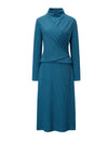 Mock Neck Wrap-Front Knit Maxi Dress