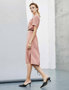 Round Neck Short Sleeve Waist-Cinched Dress