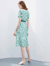 Round Neck Floral Silk Dress