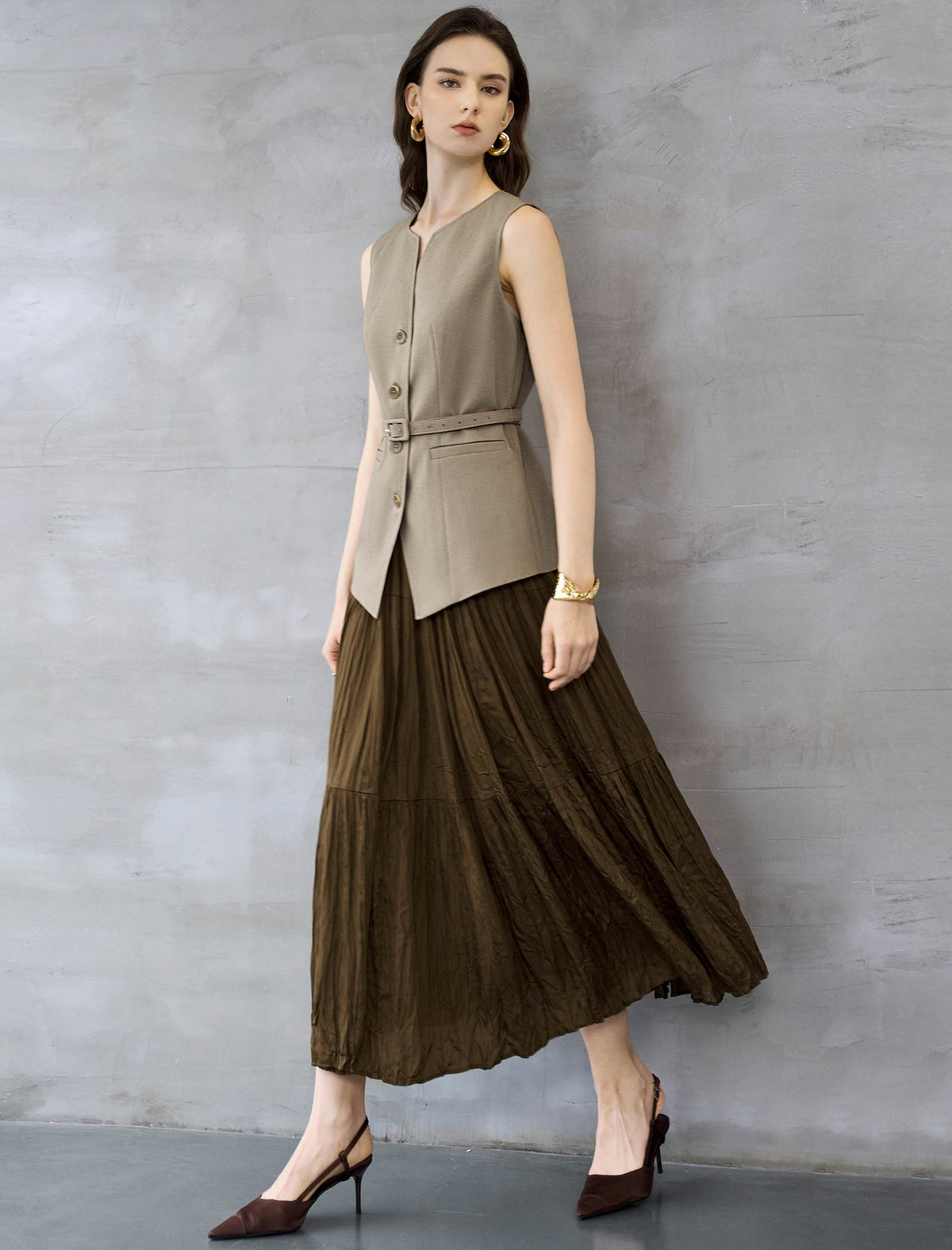 Crinkled Maxi Skirt